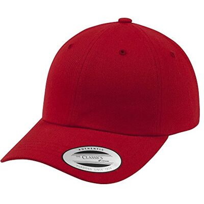 Flexfit Yupoong Low Profile katoenen keperbinding uniseks pet voor dames en heren, 6 panelen, baseballcap, ongestructureerd, met messing sluiting, rood, One size Flexfit Yupoong Low Profile katoenen keperbinding uniseks pet voor dames en heren, 6 panelen, baseballcap, ongestructureerd, met messing sluiting, rood, One size