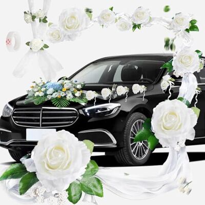 ASelected Autoversiering voor bruiloft, met zuignappen, bruiloft, autoversiering, bevat 9 clusters van zijden bloemen, autodecoratie, bruiloft, receptie, ceremonie ASelected Autoversiering voor bruiloft, met zuignappen, bruiloft, autoversiering, bevat 9 clusters van zijden bloemen, autodecoratie, bruiloft, receptie, ceremonie