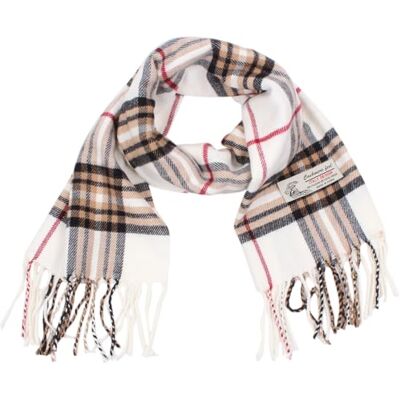 Promise Geruite kasjmier voelt klassieke zachte luxe wintersjaal voor mannen, Kleur: wit., One Size Promise Geruite kasjmier voelt klassieke zachte luxe wintersjaal voor mannen, Kleur: wit., One Size