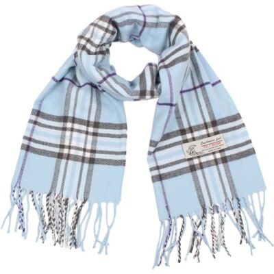 Promise Geruite kasjmier voelt klassieke zachte luxe wintersjaal voor mannen vrouwen, Baby Blauw, one size Promise Geruite kasjmier voelt klassieke zachte luxe wintersjaal voor mannen vrouwen, Baby Blauw, one size