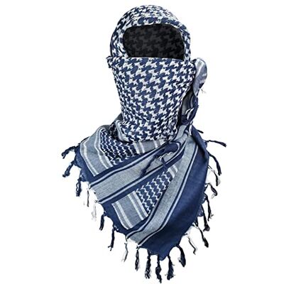 Luxns Military Shemagh Tactische woestijnsjaal, 100% katoen, keffiyeh wikkelsjaal voor dames en heren, Blauw, one size Luxns Military Shemagh Tactische woestijnsjaal, 100% katoen, keffiyeh wikkelsjaal voor dames en heren, Blauw, one size
