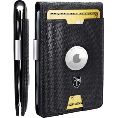 Travando AirTag* Portemonnee voor heren met geldclip Air Tag Portemonnee Kaarthouder RFID Blokkeren Bifold Geschenken voor Mannen, Zwart & Metaal Travando AirTag* Portemonnee voor heren met geldclip Air Tag Portemonnee Kaarthouder RFID Blokkeren Bifold Geschenken voor Mannen, Zwart & Metaal