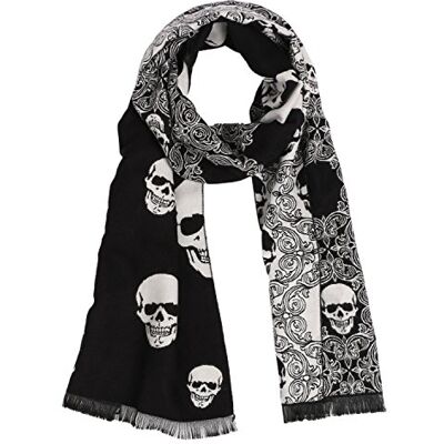 Landisun Heren Winter Warm Lange Zachte Elegante Klassieke Kwasten Sjaal Sjaal (Schedel (Zwart Wit)), Zwart/Wit Landisun Heren Winter Warm Lange Zachte Elegante Klassieke Kwasten Sjaal Sjaal (Schedel (Zwart Wit)), Zwart/Wit