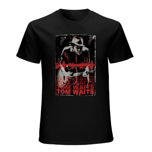 KkaEbiUYE Tom WAITS Blues Rock T-Shirt for Men Black S