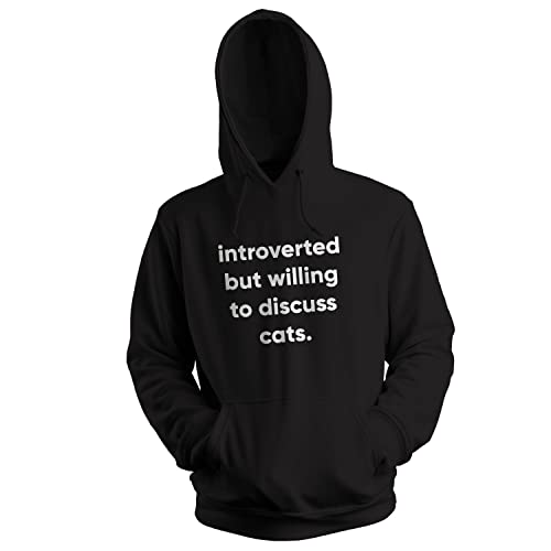 GR8Shop introverted but willing to discuss cats Uniseks zwart Hoodie Size M