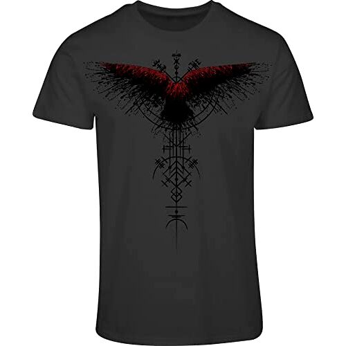 minifan Vikingshirt heren: bloedrabe raaf T-shirt Viking geschenken voor mannen Viking kleding, dark grey, S