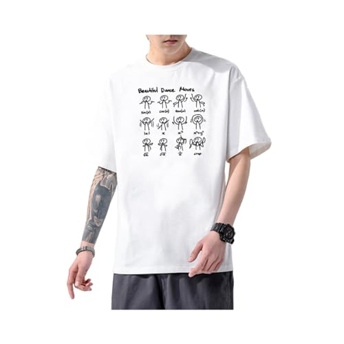 AiZicheng Grafisch T-shirt voor heren met korte mouwen, creatief T-shirt voor heren en dames, trendy ronde hals, wiskundevergelijking, Wit, 3XL