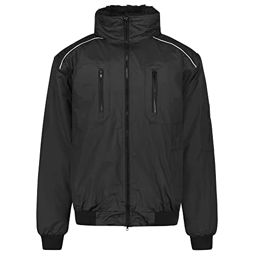 BWOLF PILOT Outdoor jassen voor mannen, pilotenjas, heren, werkjas, heren, winter, waterdicht, winddicht, werkjas, warm, zwart, XXL