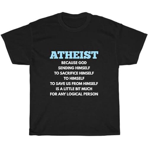 VvieeRhxy Men's Atheism Funny Atheist Anti-Religion God Jesus T-Shirt Unisex Tee Black L