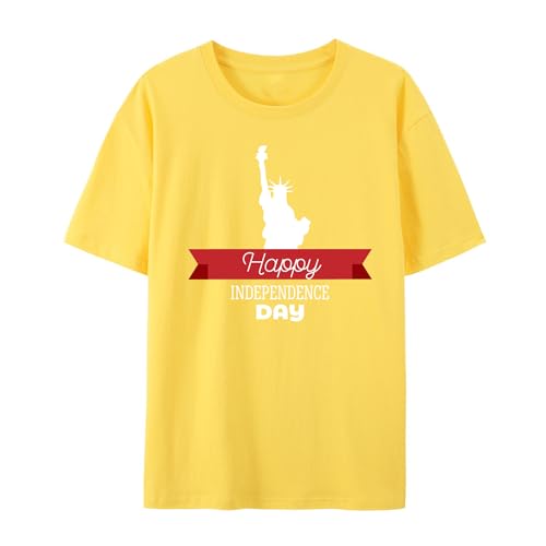 BAFlo T-shirt Onafhankelijkheidsdag 4 juli VS T-shirt met grafische vlag print, Geel, 3XL