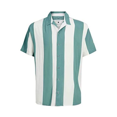 JACK & JONES Jcochain Reggie Stripe Resort Shirt Ss Shirt, Wit/Stripes:stripes, M