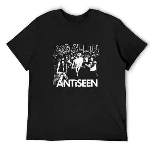 LlXlNG Gg Allin Antiseen Hardcore Punk Rock Mic T-shirt Fit Tee voor Mannen, Zwart, L