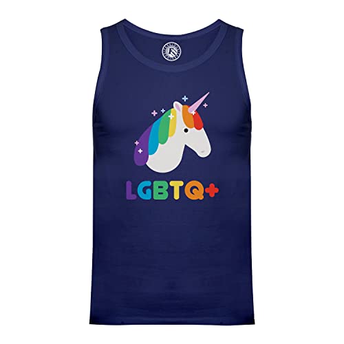 Fabulous Tanktop heren biologisch katoen LGBTQ+ Eenhoorn Gay Lesbiennes Trans Queer, Blauw, S