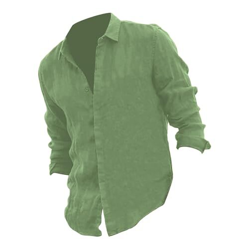 OBiQuzz Casual shirt met lange mouwen voor heren, trouwschoenen voor heren, groen, XXL
