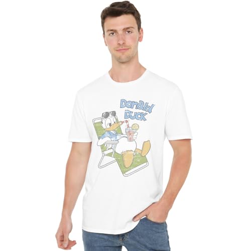 Cotton Soul Donald Duck Mickey Mouse & Friends Donald Duck Chilling Heren T-shirt, Wit, wit, L
