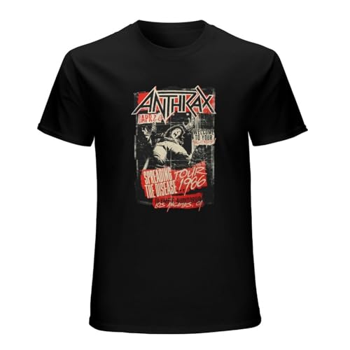 NEIWUFU Anthrax Spreading The Disease Tour 1986 Men T Shirt Black L