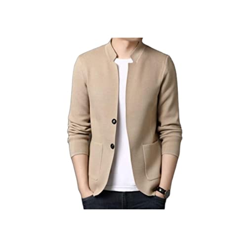 SUKORI Herenvesten Lente en herfst heren brei trui cardigan effen kleur casual bedrijf met lange mouwen rechte trui mannen (Size : L)