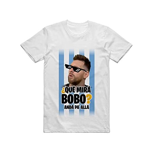 LOKOMOTO Argentinië Wereldkampioen 2022 T-shirt, Messi Wereldkampioen T-shirt, 'Was du siehst' Bobo Wij zijn meesters., Wit, M