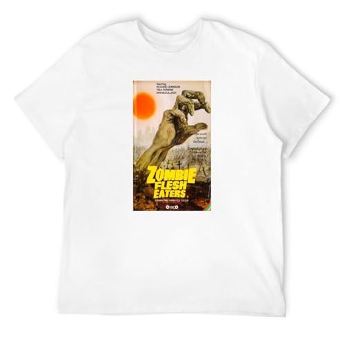 DOG DIAAY Retro film poster stijl zombie vleeseters rechtstreeks naar kledingstuk gedrukt T-shirt, Wit, S