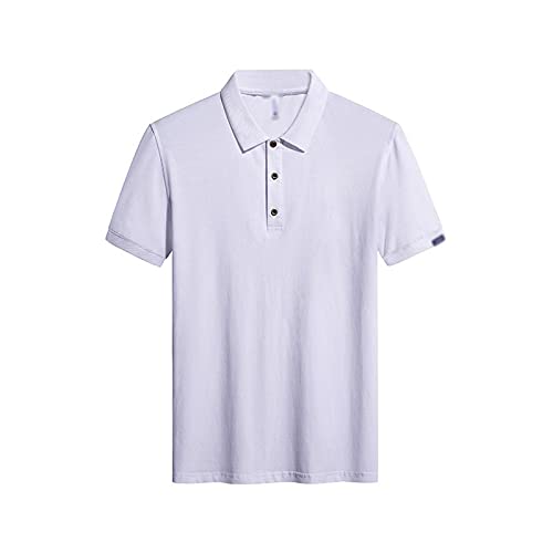 SUKORI shirt met korte mouwen Super grote maat M-XL heren zomer katoen polo shirt man zakelijke casual stijl witte effen kleur korte mouw polos shirts tops (Color : White, Size : L)