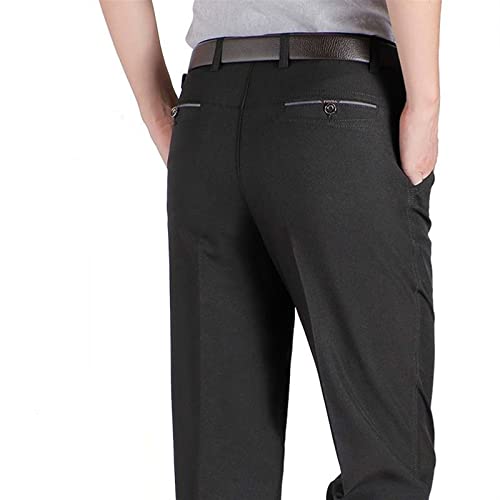 SUKORI Herenjoggingbroek Hoge taille heren pakbroek Hoge kwaliteit zomer rechte herfst formele broek grote maat broek (Color : Black, Size : 29)