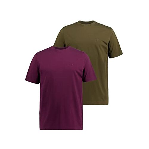 JP 1880 Heren ronde hals dubbelpak T-shirt, aubergine, XL, aubergine, XL