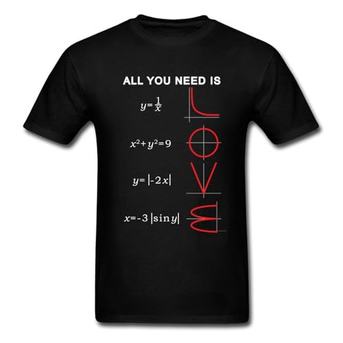 CHUN YUPALACE Geometric Algebra Equation Graph Printed T-shirt Tops A Ll You Need Is Love Math Science Problem Short-sleev Summer Camisa Tops Black XL