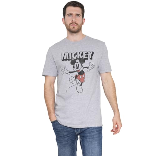 Cotton Soul Mickey Mouse Mickey Mouse & Friends Mickey Jump Heren T-shirt, Heather Grey, Heather Grey, XL