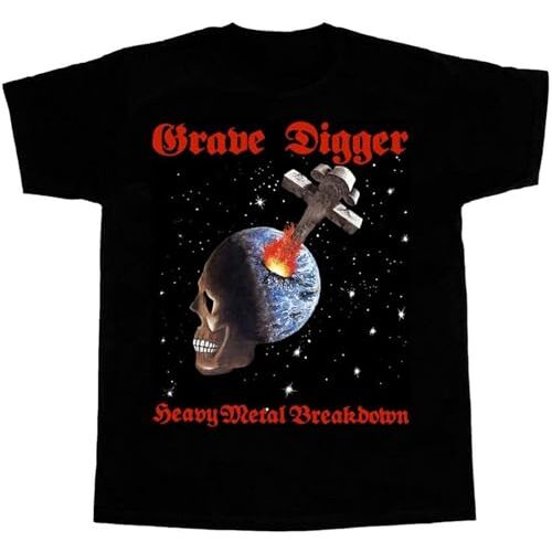 WEedsyJXU Grave Digger Heavy Metal Breakdown Short Long Sleeve New Black Mens T-Shirt Black Black S