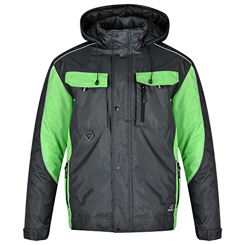 BWOLF Braver Werkjas voor heren, winter, winddicht, werkjas, werkjas, warm, met capuchon, outdoor jas voor mannen, grijs, XL