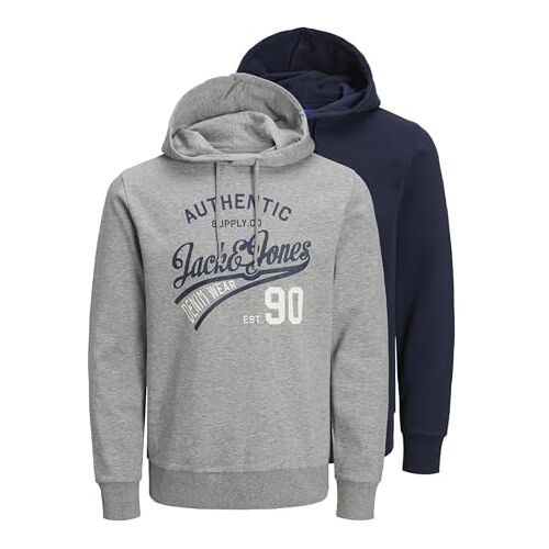 JACK & JONES JJETHAN Sweat Hood 2PK MP NOOS Pullover met capuchon, Navy Blazer/Pack: Navy Blazer+LGM, XXL, Navy Blazer/Pack: navy Blazer+lgm, XXL