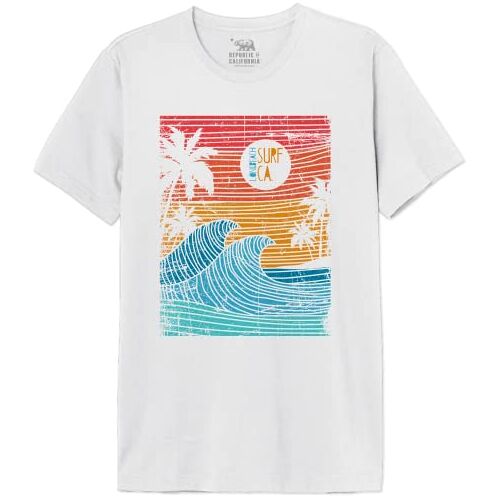 Republic Of California California Sunset MEREPCZTS120 T-shirt voor heren, wit, maat XXL, Wit, XXL