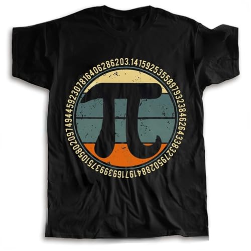 Theland Vintage Retro Pi Tshirt Men Pure Urban T-shirt Short Sleeved Algebra Shirt Math Teacher Tee Tops Clothing Gift for teachers'day Black XL