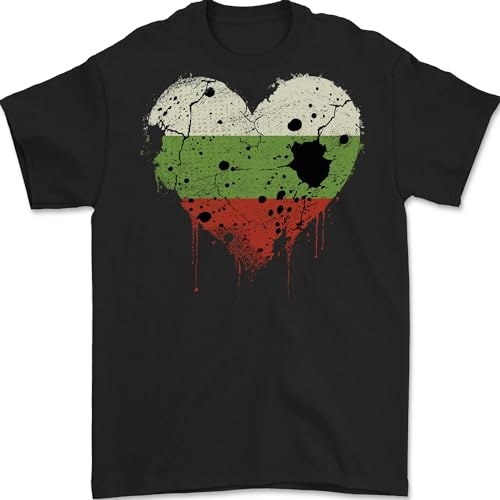 3TEES Liefde Bulgarije vlag Bulgaarse dag voetbal heren T-shirt 100% katoen, Zwart, S