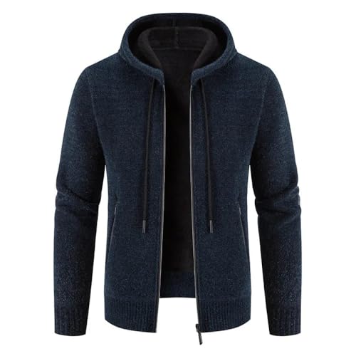 SWEPER Fleecejack Voor Heren Heren Truien Met Capuchon Vesten Jassen Warme Truien Winter Casual Vesten Hoodies Slim Fit Vesten Truien, Blauw, 3Xl