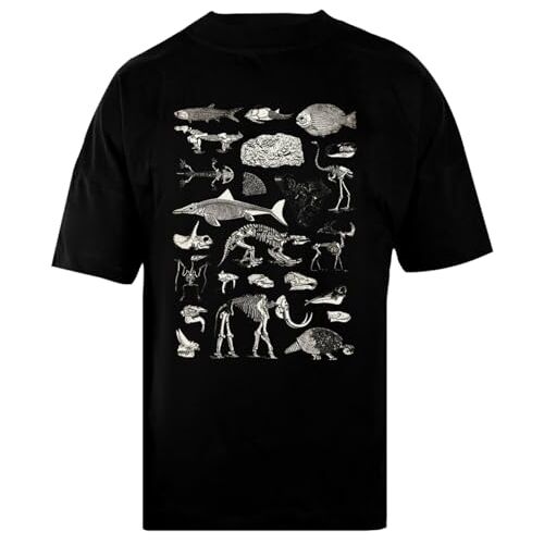 Pinitotee Paleontologie Illustratie Unisex Zwart Flodderig T-Shirt Oversized Tshirt