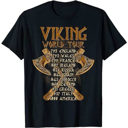 DEANFUN Viking World Tour Norse Viking T-Shirt Black XXL