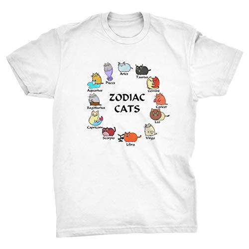 Generic Zodiac Cats Funny Feline Astrologie T-Shirt, Wit, L