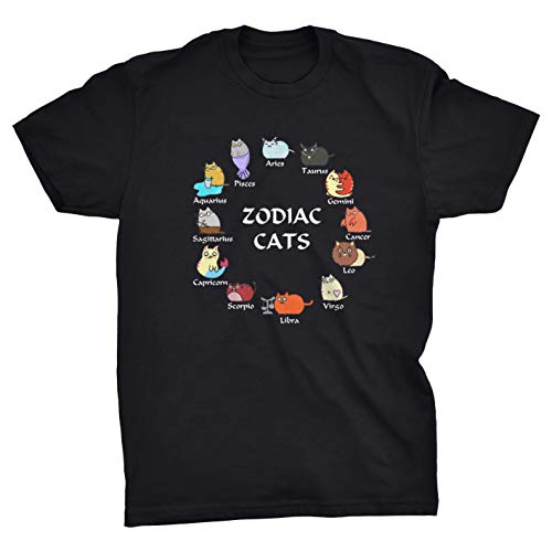 Generic Zodiac Cats Funny Feline Astrologie T-Shirt, Zwart, 4XL