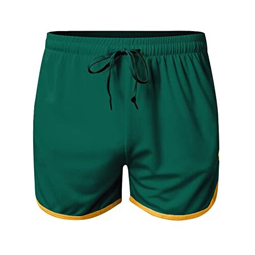 Generic Shorts heren met gulp heren shorts mesh rechte driepunts broek fitness strand sport shorts, groen, L