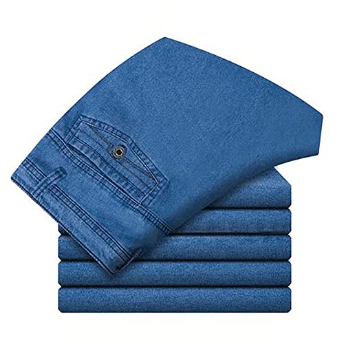 SUKORI Herenbroek Maat 30-45 mannen zakelijke jeans mannelijke stretch jeans plus size baggy rechte mannen denim broek katoen blauwe werk jeans mannen (Color : Light blue, Size : 39)