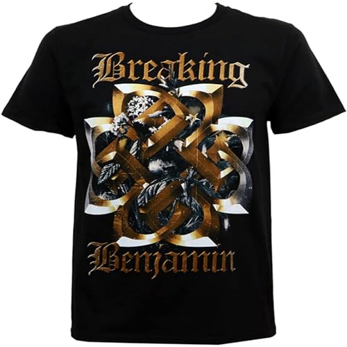 MAMAGUO Breaking Benjamin T-shirt voor heren, met bloemensymbool, slim fit, Zwart, M