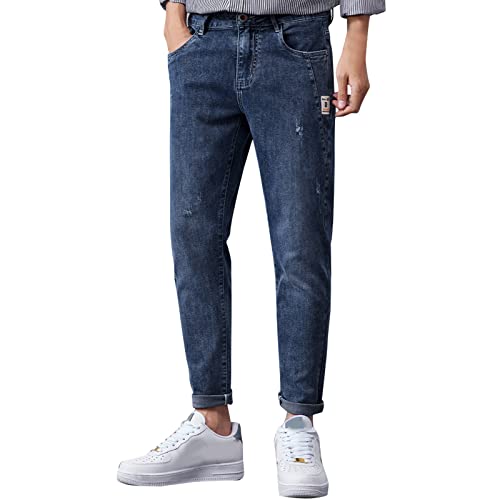 BOTCAM Jeans heren sportbroek met zak mode negen punts jeans mannen broek mannen, Blauw, 38 NL