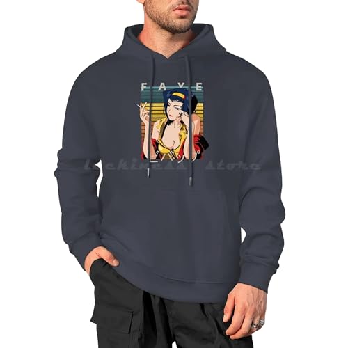 AWANO Cowboy Bebop Faye Retro sweatshirt met capuchon van katoen, lange mouwen, Bebop See You Space Jeans baby karakter jeans