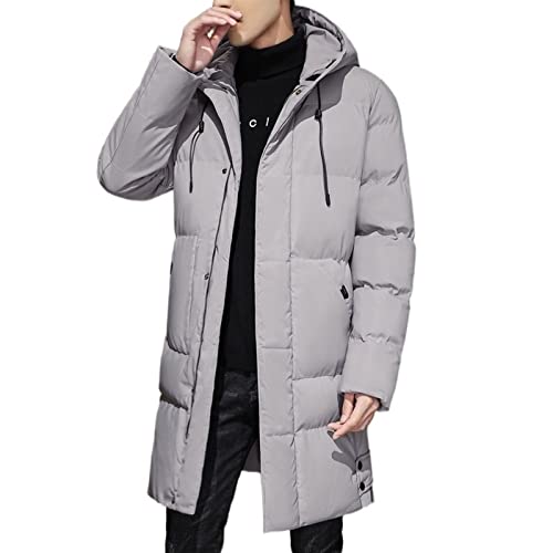 Hdbcbdj Puffer jas Heren Mannen Lange Donsjassen Winter Jassen Mannen Hooded Casual Winter Jassen En Jassen Mannelijke Zwart Warm, Grijs, XL