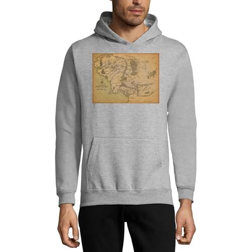 Generic Retro Vintage kaart Kunstkaarten Atlas Fantasy Earth Unisex Katoenmix Hooded Sweatshirt Hoodie Grijs, Grijs, 3XL