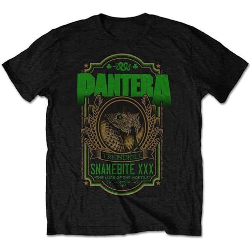 QUANYAN Panthere Snakebite Étiquette Thrash Métal Mens T-Shirt Graphic Unisex Tee Black L