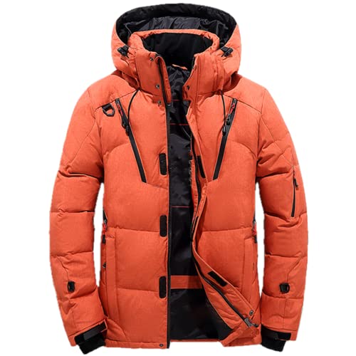 N\P Mannen White Duck Parka Down Winter Jas Jas Overjas Dikke Dikke Dikke Hoed, ORANJE, L