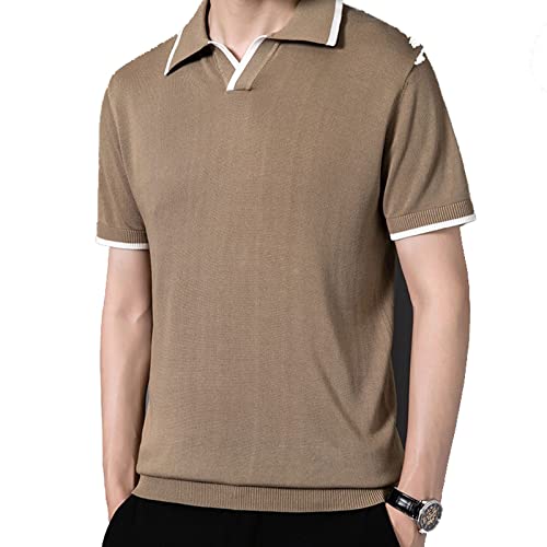 Hdbcbdj Heren korte mouwen zomer shirt korte mouw mannen zakelijke casual mode, Bruin, 3XS