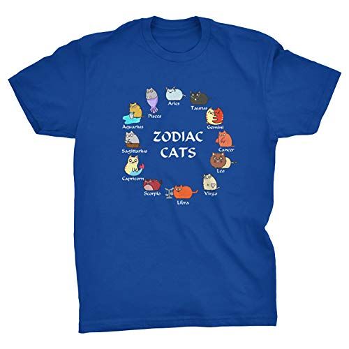 Generic Zodiac Cats Funny Feline Astrologie T-Shirt, Blauw, M